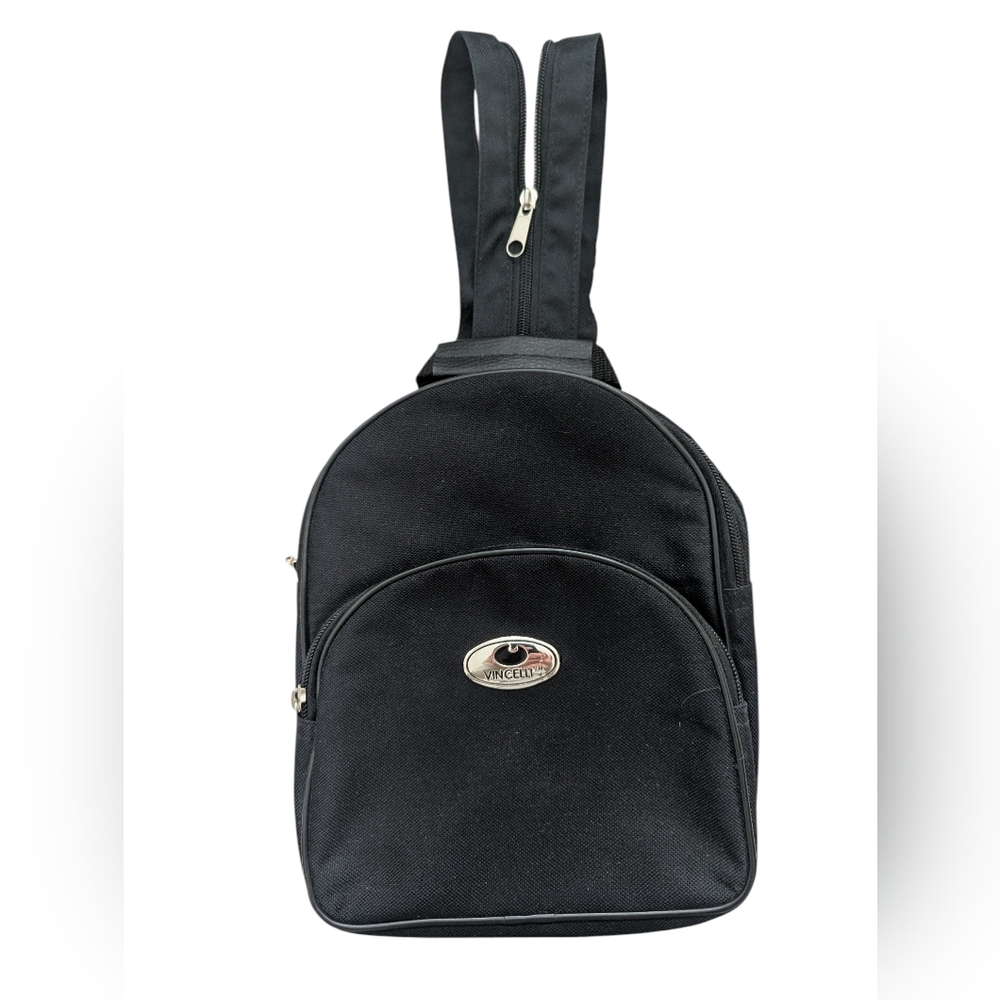 VINCELLI Mini Black Canvas Backpack
